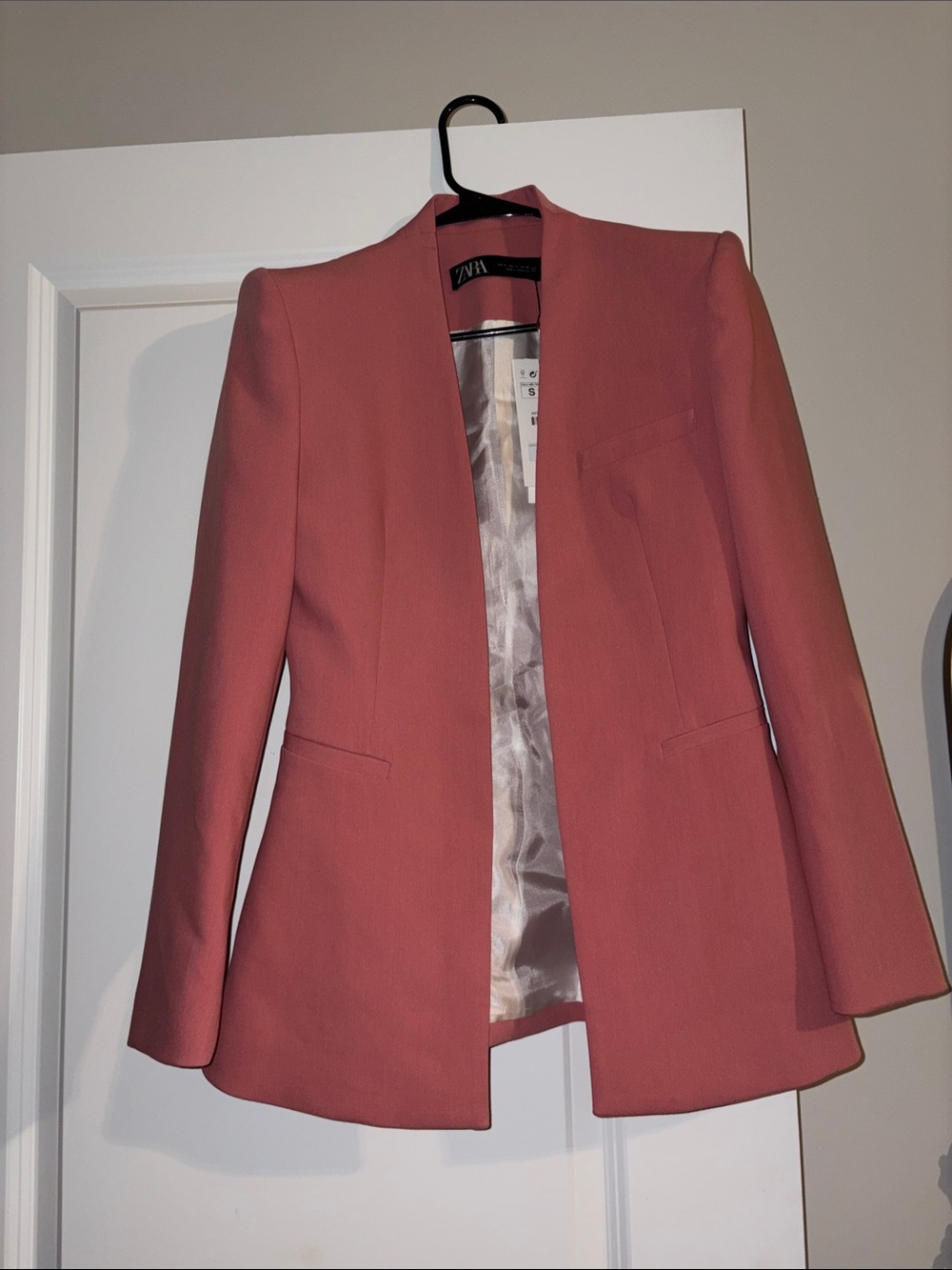 Zara Rose Pink Open-Front Blazer